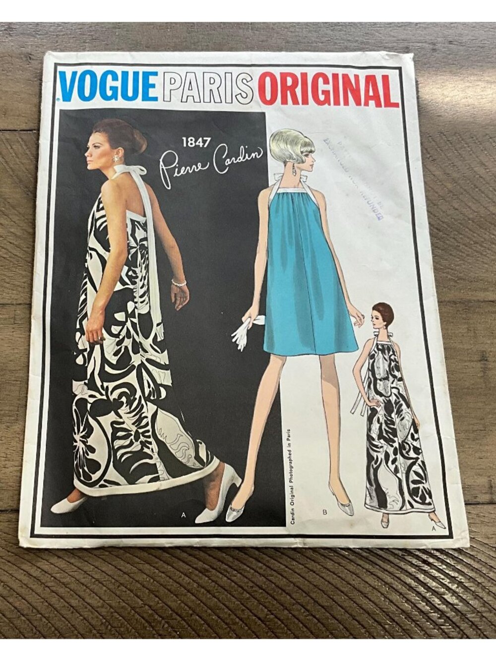 Vogue Paris Original 1847 Pierre Cardin Evening Dress Sewing Pattern (Size 10)
